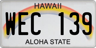 HI license plate WEC139