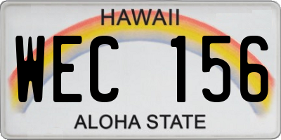 HI license plate WEC156