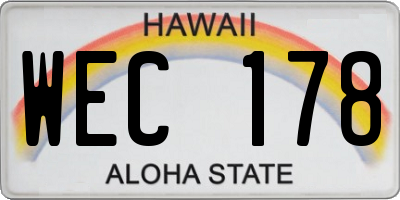 HI license plate WEC178