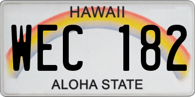 HI license plate WEC182