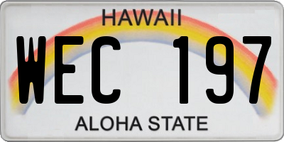 HI license plate WEC197
