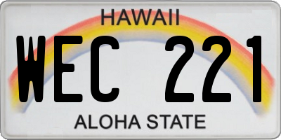 HI license plate WEC221