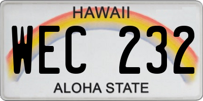 HI license plate WEC232