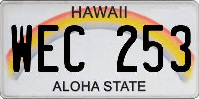 HI license plate WEC253