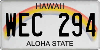 HI license plate WEC294
