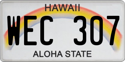 HI license plate WEC307