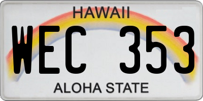 HI license plate WEC353