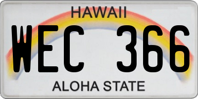 HI license plate WEC366