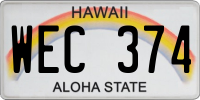 HI license plate WEC374
