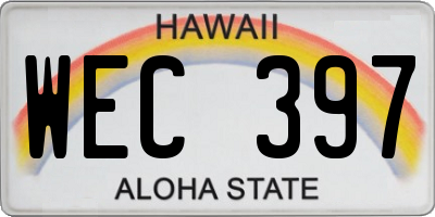 HI license plate WEC397