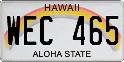 HI license plate WEC465