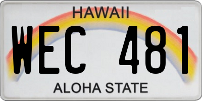 HI license plate WEC481