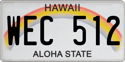 HI license plate WEC512