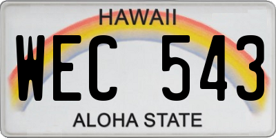 HI license plate WEC543