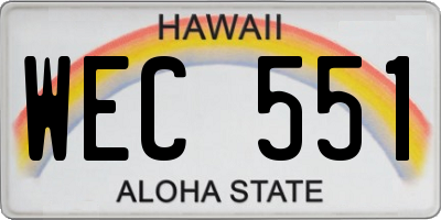 HI license plate WEC551