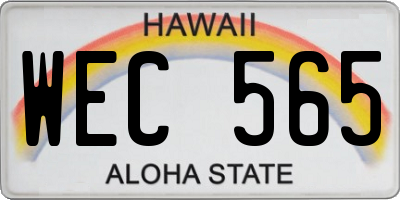 HI license plate WEC565