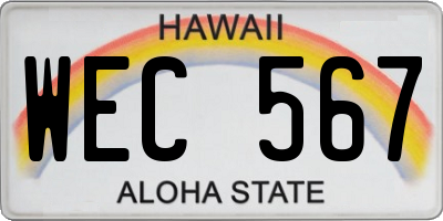 HI license plate WEC567
