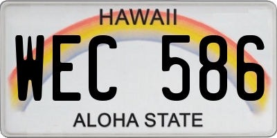 HI license plate WEC586