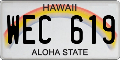 HI license plate WEC619