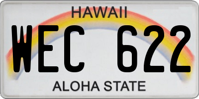 HI license plate WEC622