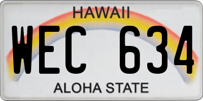 HI license plate WEC634