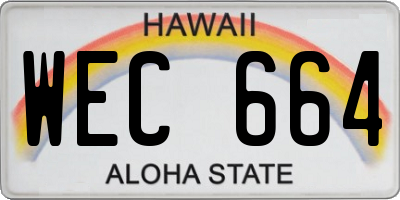 HI license plate WEC664
