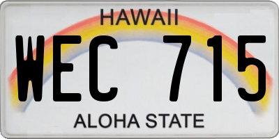 HI license plate WEC715