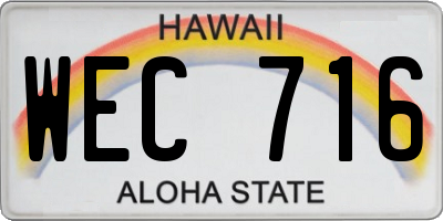 HI license plate WEC716