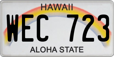 HI license plate WEC723