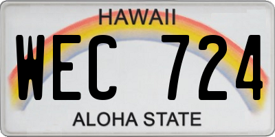 HI license plate WEC724