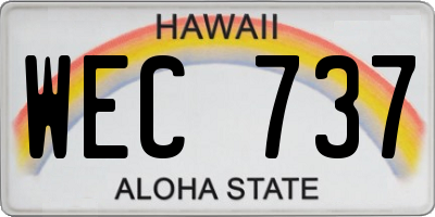 HI license plate WEC737