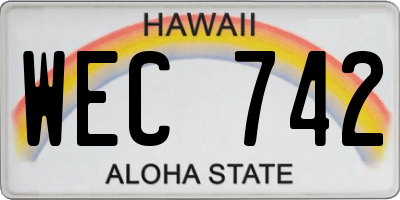 HI license plate WEC742