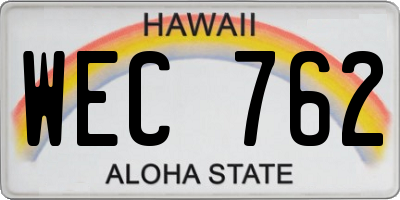 HI license plate WEC762