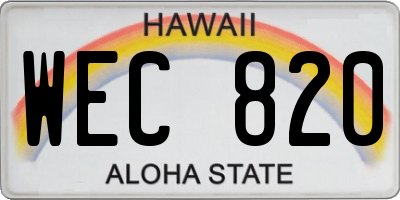 HI license plate WEC820