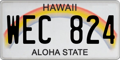 HI license plate WEC824