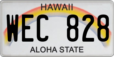 HI license plate WEC828
