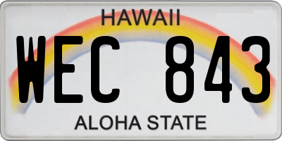 HI license plate WEC843