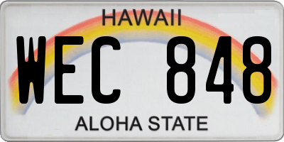 HI license plate WEC848