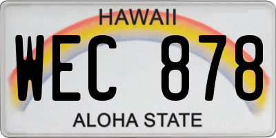 HI license plate WEC878