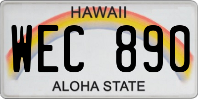 HI license plate WEC890