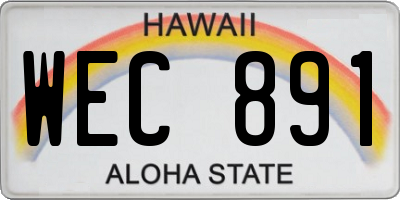 HI license plate WEC891