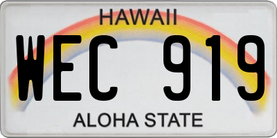 HI license plate WEC919