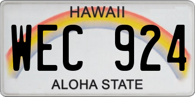HI license plate WEC924