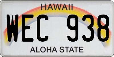 HI license plate WEC938