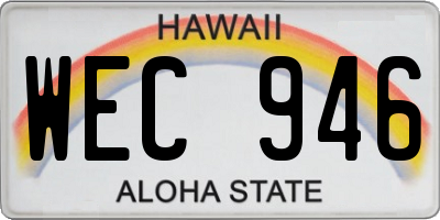 HI license plate WEC946