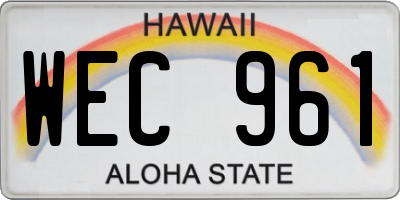HI license plate WEC961
