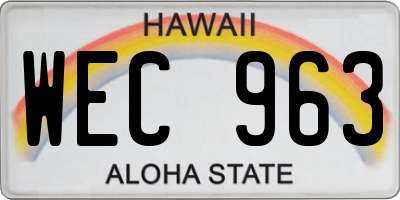 HI license plate WEC963