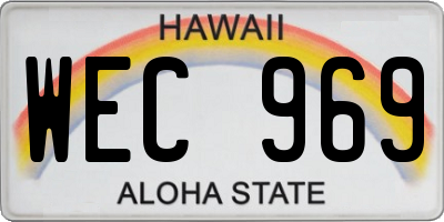 HI license plate WEC969