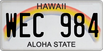 HI license plate WEC984