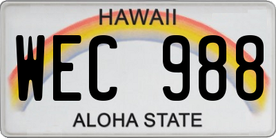 HI license plate WEC988